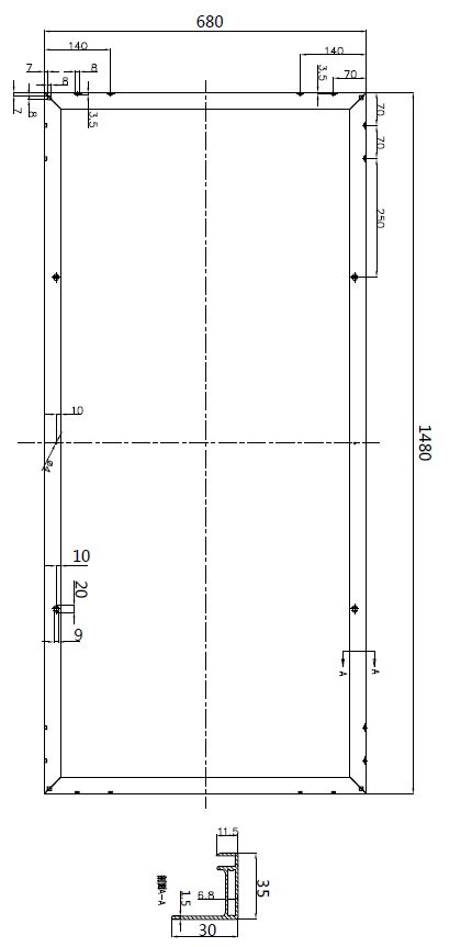 Dimension solar module 150w